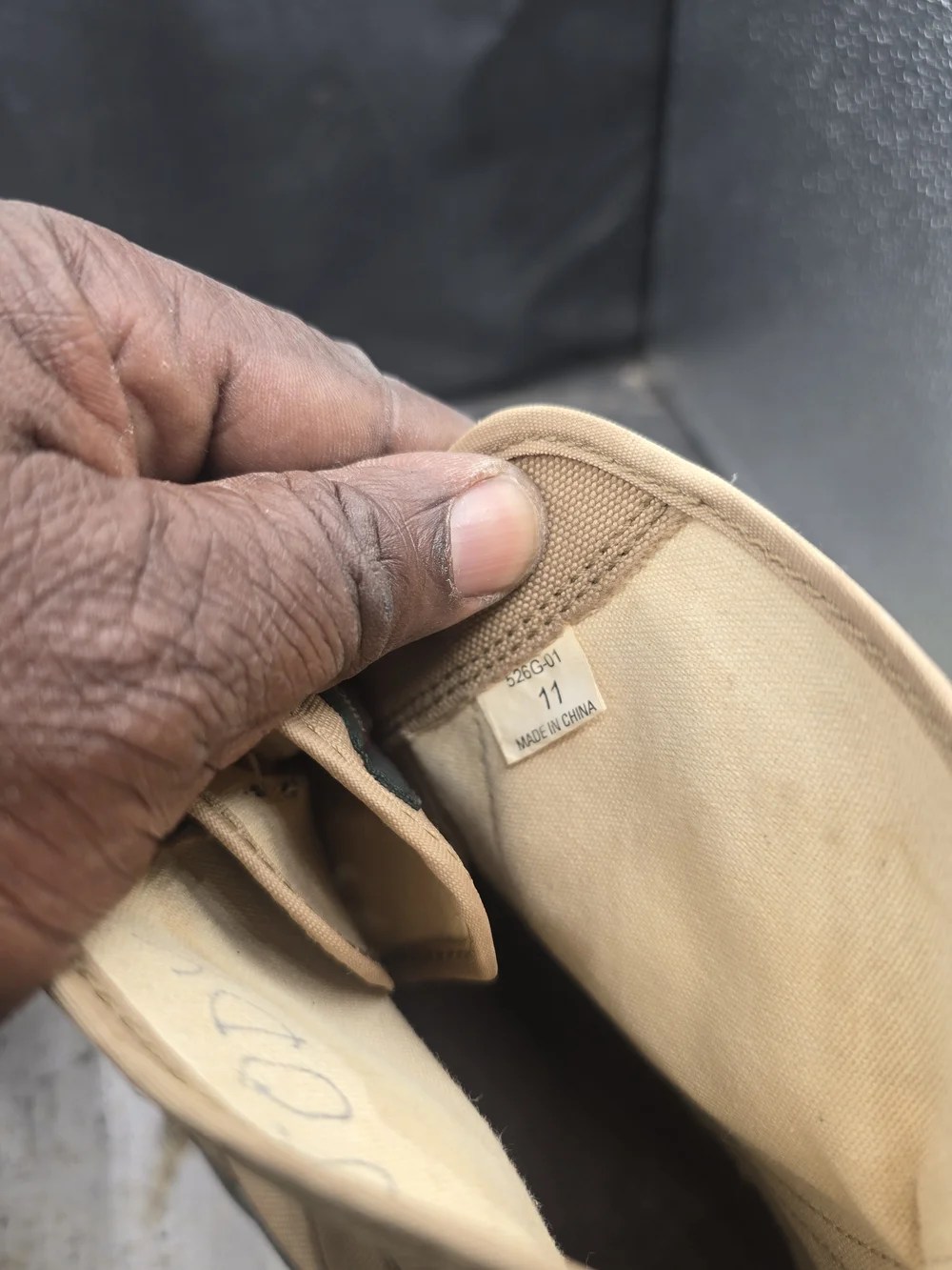 Orvis Tan Canvas High-Top Boots with Dark Brown Laces